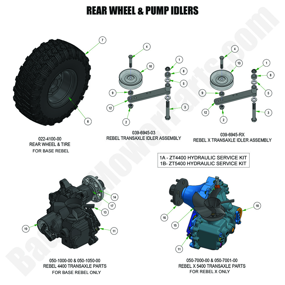 3443 - Bad Boy Mower Parts Lookup > 2024 > Rebel & Rebel X > Rear Wheel & Pump Idler